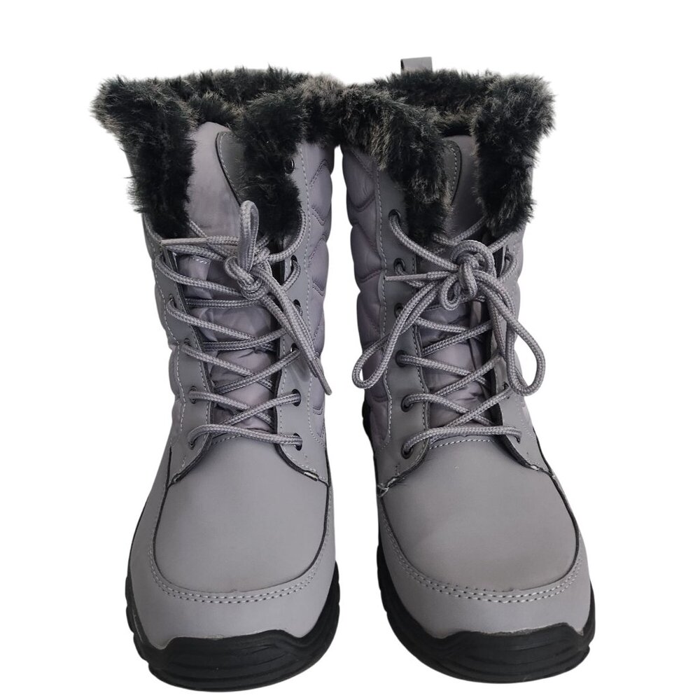 Smiths Womens Quilted Faux Fur Lined Winter Boots Grey Size 9
